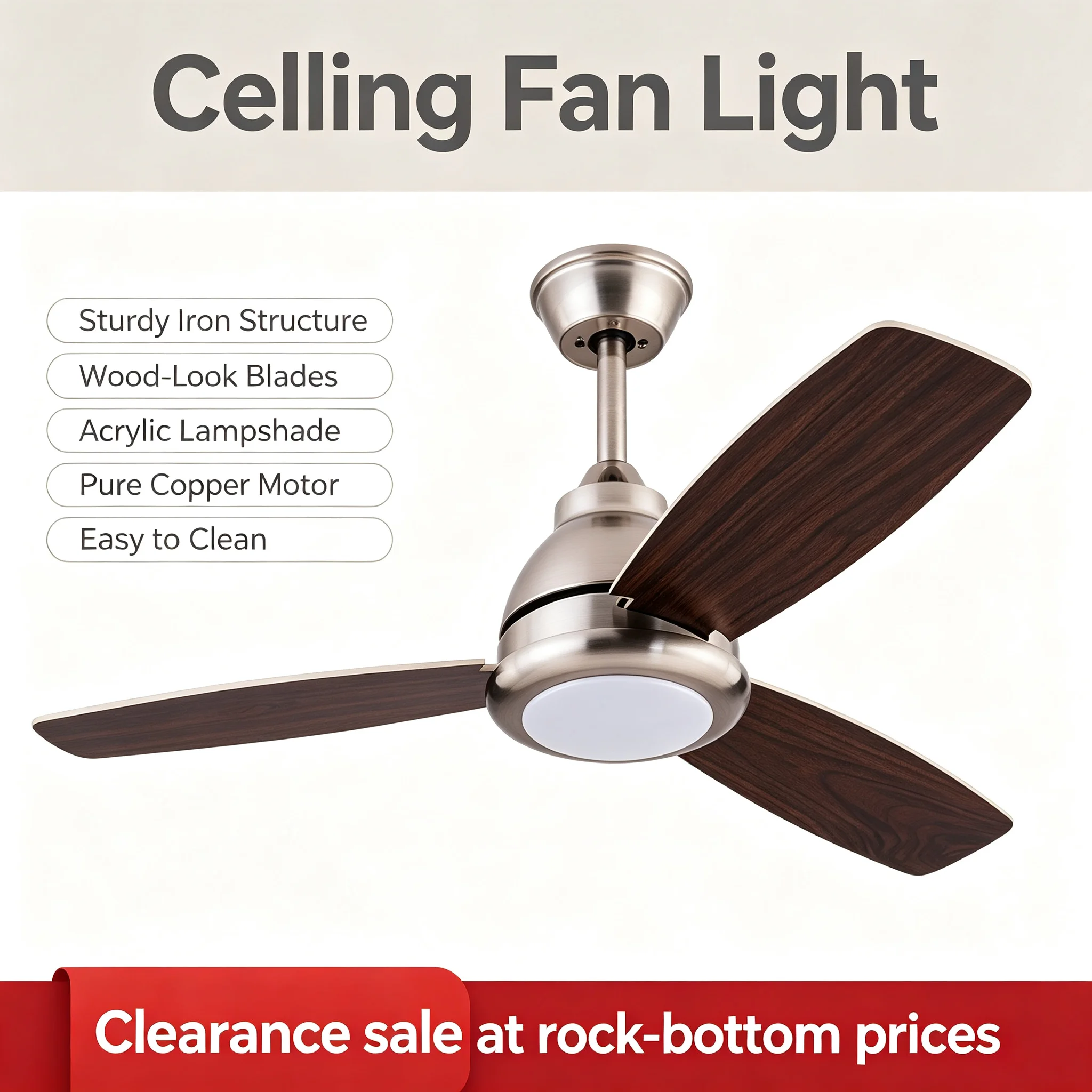 Clearance Sale Modern Ceiling Fan Light with Remote Control 85-265V Reversible 6-Speed LED Ceiling Fan Light with Timer for Bedroom Living Room Indoor