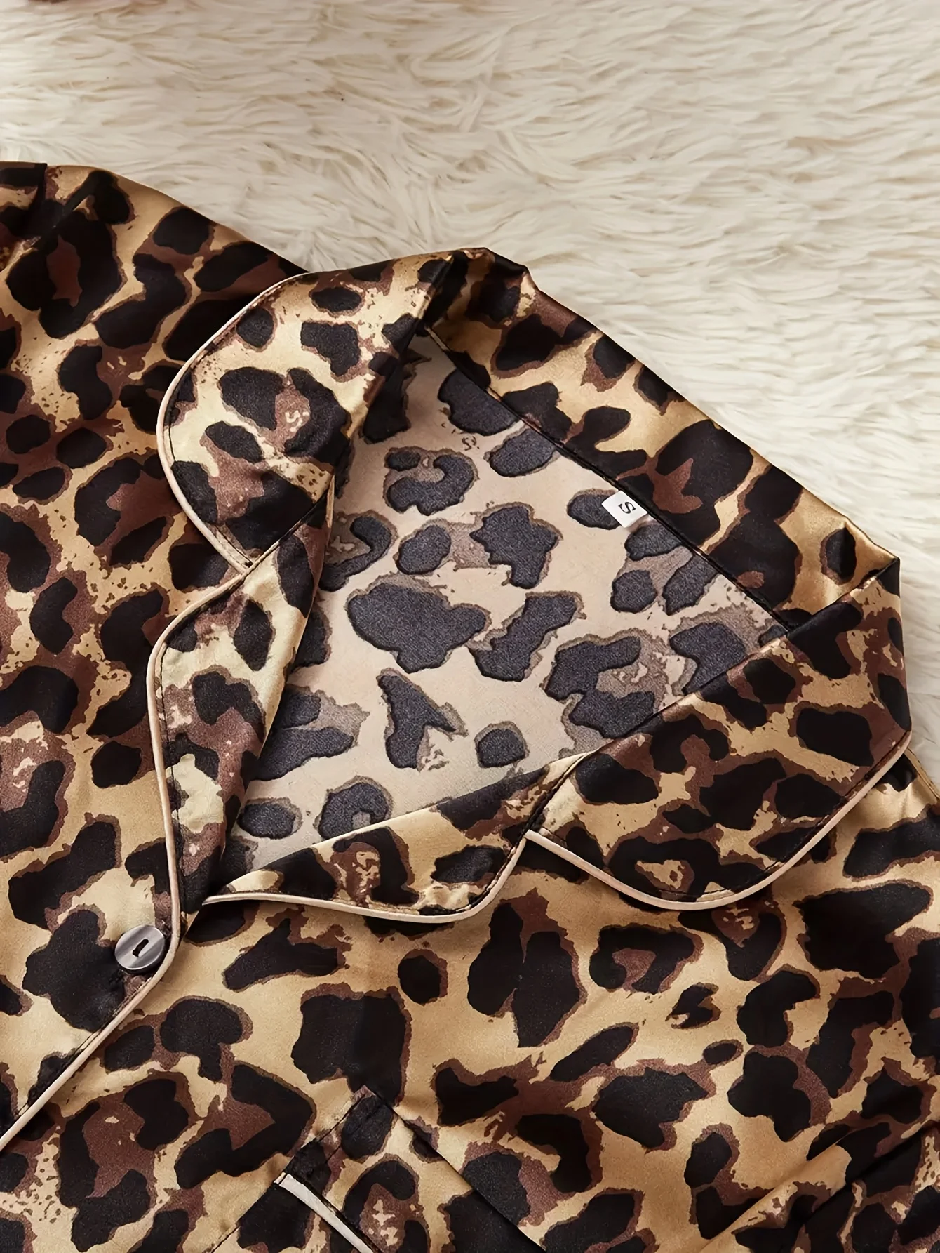 Women's Summer Two Piece Pajama Set Leopard Print Short Sleeve Top and Shorts Sets Sleepwear Home Casual Satin Loungewear image 6