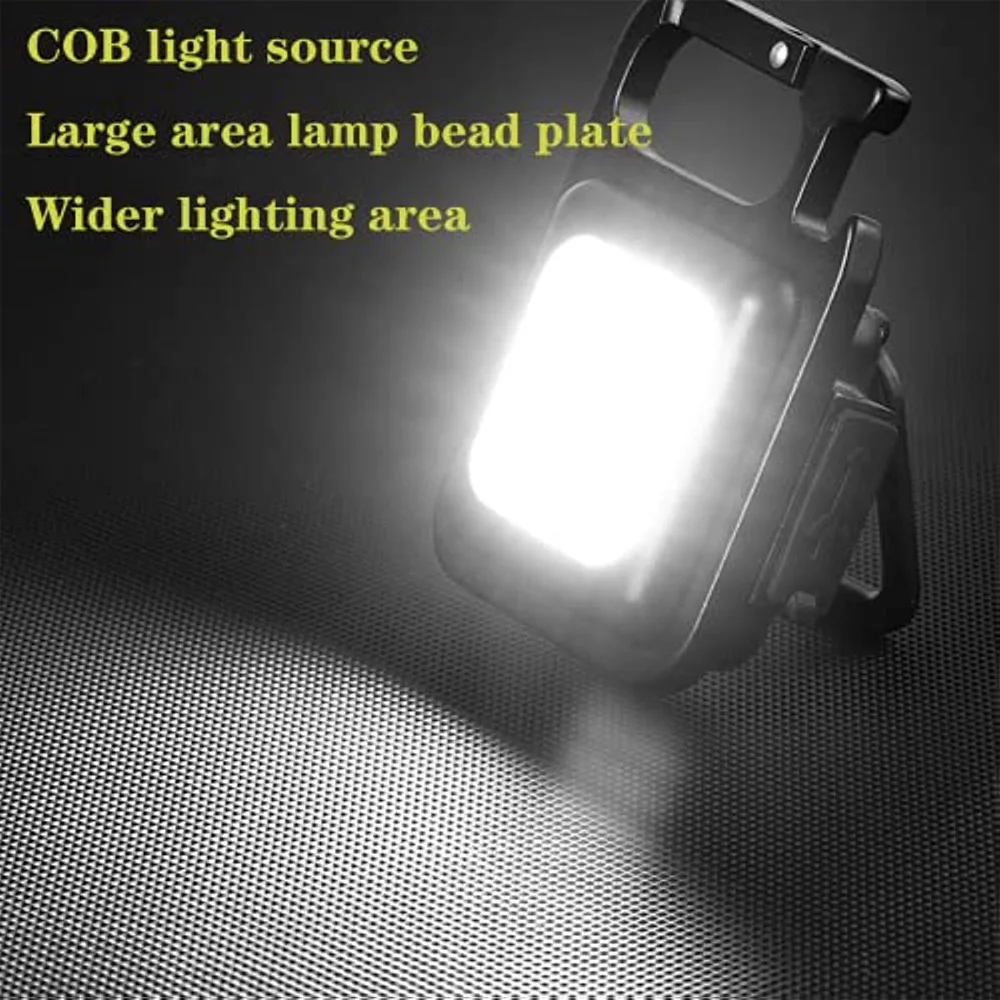 LED COB Flashlights Light Keychain Work Light Lamp Multifunctional Rechargeable Portable Flashlight Outdoor Camping Corkscrew