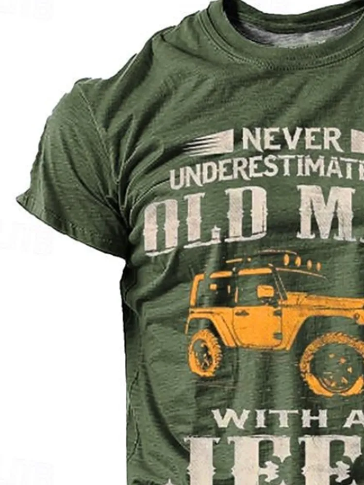 OLD MAN JEEP High Quality Fun Print Summer Cotton Short Sleeve High Street Loose Casual Dark Fashion T-Shirt Oversized