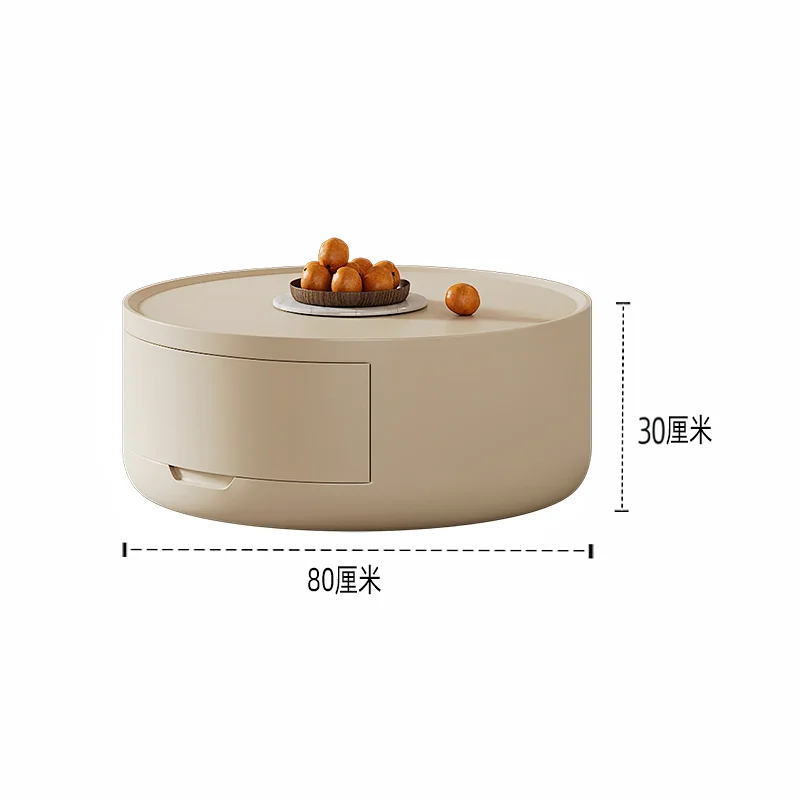 

Cream wind round solid wood combination edge few movable 2025 new light luxury household tea table simple and modern