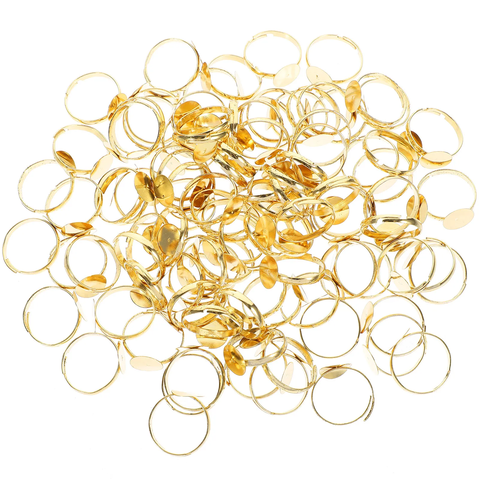 

100pcs Blank Base Adjustable Alloy Finger Ring Trays For Diy Jewelry Making Ring Blanks For Crafts Jewelry Making Supplies