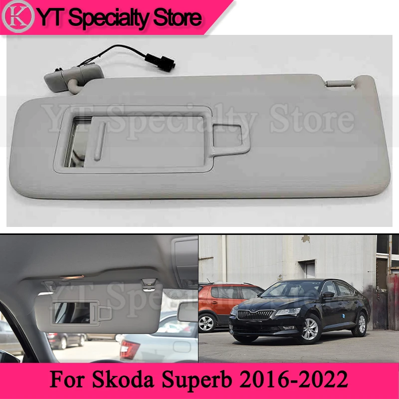 Kamshing 1 piece Car Inside Sunvisor For Skoda Superb 2016-2022 Sun Shield Front Sunshade Sun Visor (Gray)