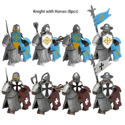 Medieval Knight Serie Figures Building Blocks Warrior Soldiers Guards Lion Heart Hospital Teutonic Knight Battle Pastor Kid Gift