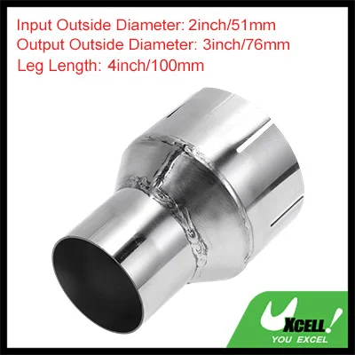 Uxcell Universele Doorn Uitlaat Bocht Elleboog Concentrische Reducer 51mm tot 76mm OD 100/127mm Lengte 201 Roestvrij Stalen Pijp Adapter