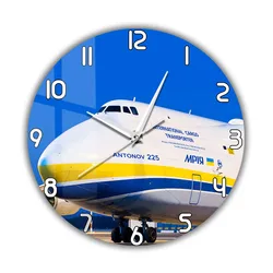 World Largest Plane Antonov An-225 Mriya Wall Clock Ukraine Strategic Airlift Cargo Aircraft Modern Design Silent Printed Clock