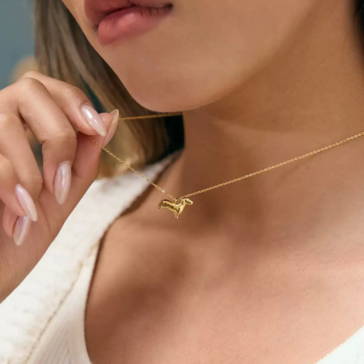 

ENFASHION Para Mujer кулон с изображением собаки, ожерелье для женщин, нержавеющая сталь, 18-каратное золото, простые модные украшения P253664