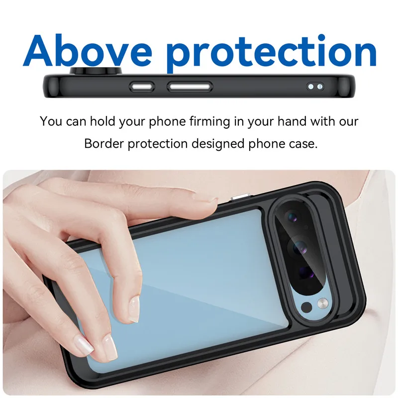 حافظة لهاتف جوجل بيكسل 9 برو لهاتف جوجل بيكسل 8A 7A 6A 7 8 9 Pro غطاء ملون بحافة ناعمة من السيليكون الشفاف المقاوم للصدمات