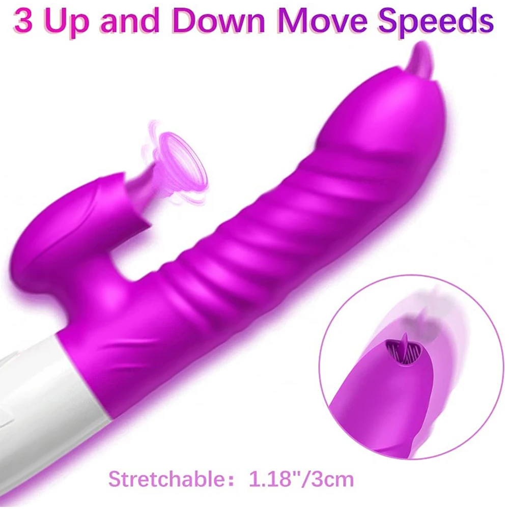 2 In 1 Vibrator For Women Licking Machine Clitoris Stimulator G-Spot Powerful Vibro Dildo Wand Female Clit Sucker Adult Sex Toys