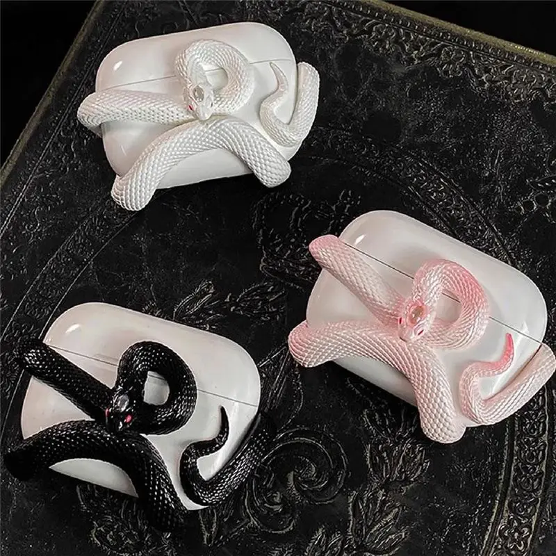 AA60 Snake-Shaped Earphone Protective Case, Hollow Design Silicone Cover, Anti-Drop Scratch-Resistant, for 3, Black