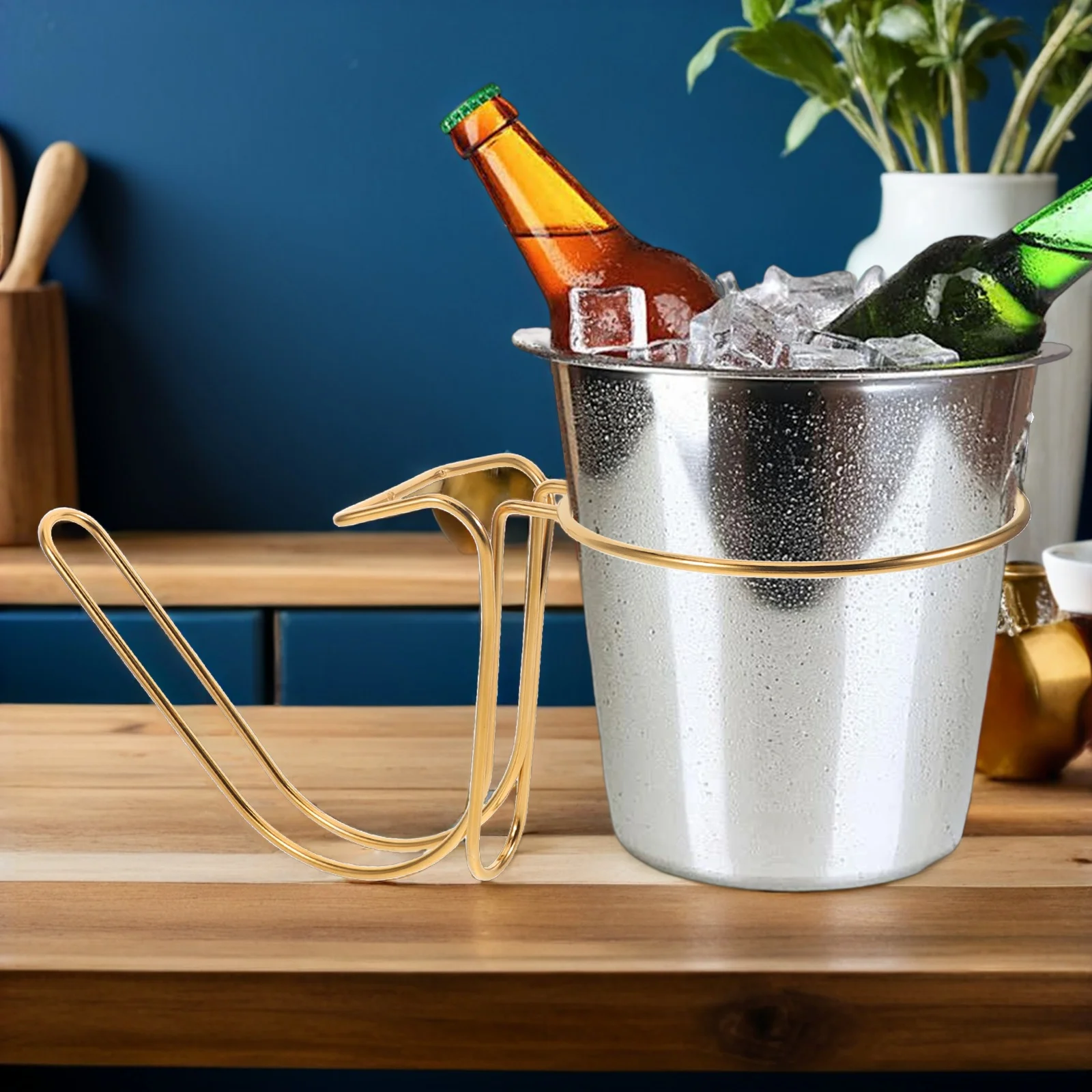 

Portable Stainless Steel Wine Bucket Stand Tabletop Cooler Holder for Parties Weddings Restaurants Easy Clean Versatile