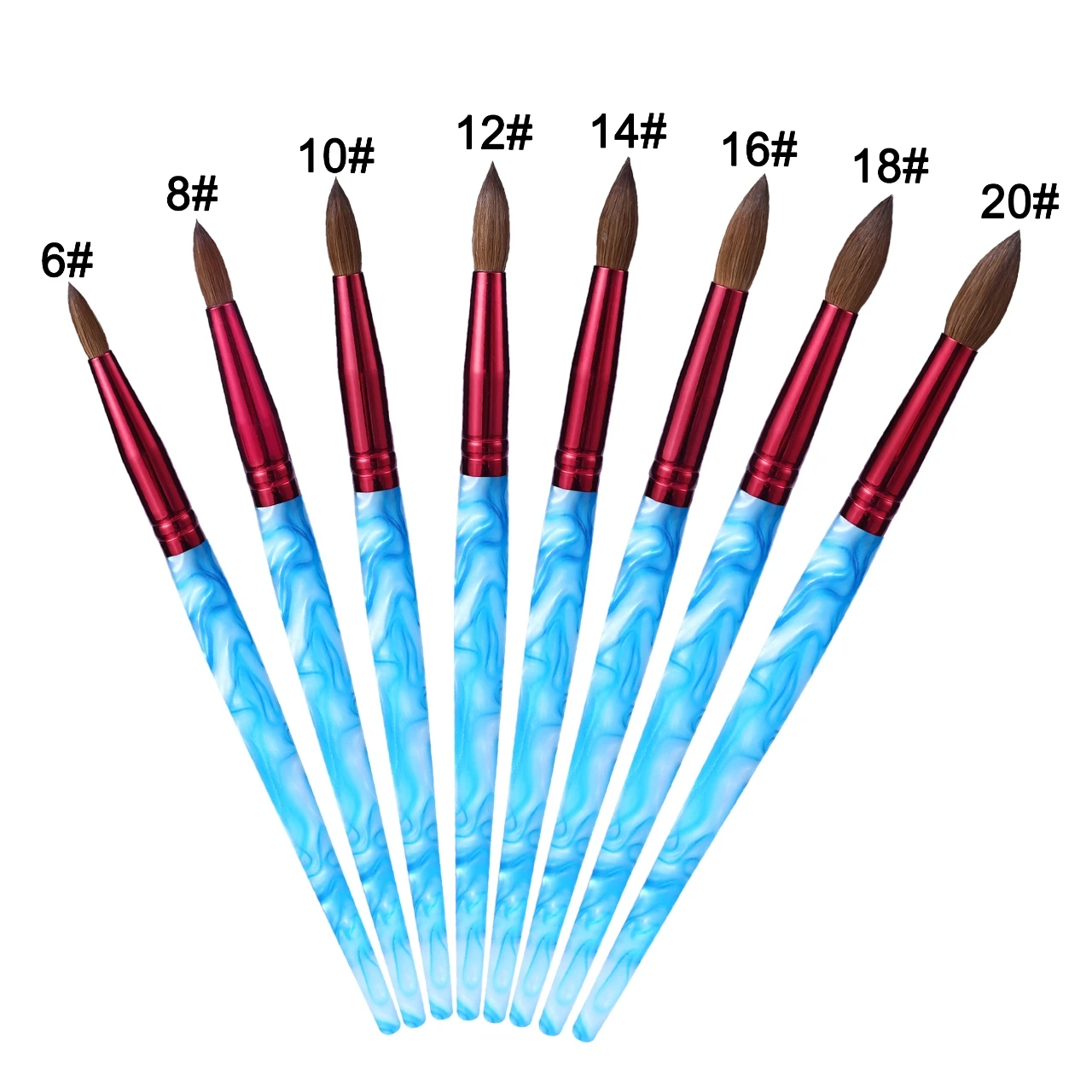 RolinStar SSS quality 100% Kolinsky content Acrylic dipping powder Blue marble penholder Round Shaped nail brush mink Master