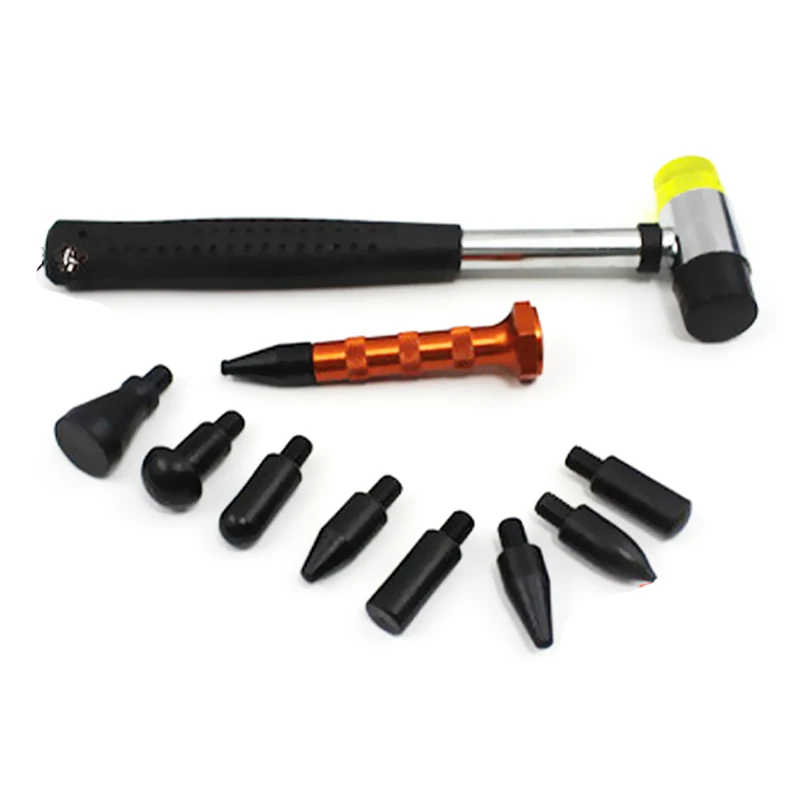 ATPRO Tools Kits Rubber Hammer 10pcs Leveling Pen Paintless Dent Repair Tool Hail Dent Removal Kit Hand Tool Set Kits