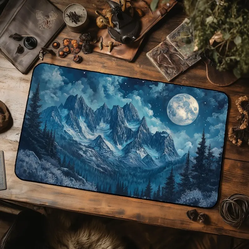 

Moonlit Peaks of Veridia игровой коврик для игр, настольный коврик для геймеров, торговые карточные игры, коврик для мыши, клавиатура, игровой ПК, настольный коврик, аксессуары