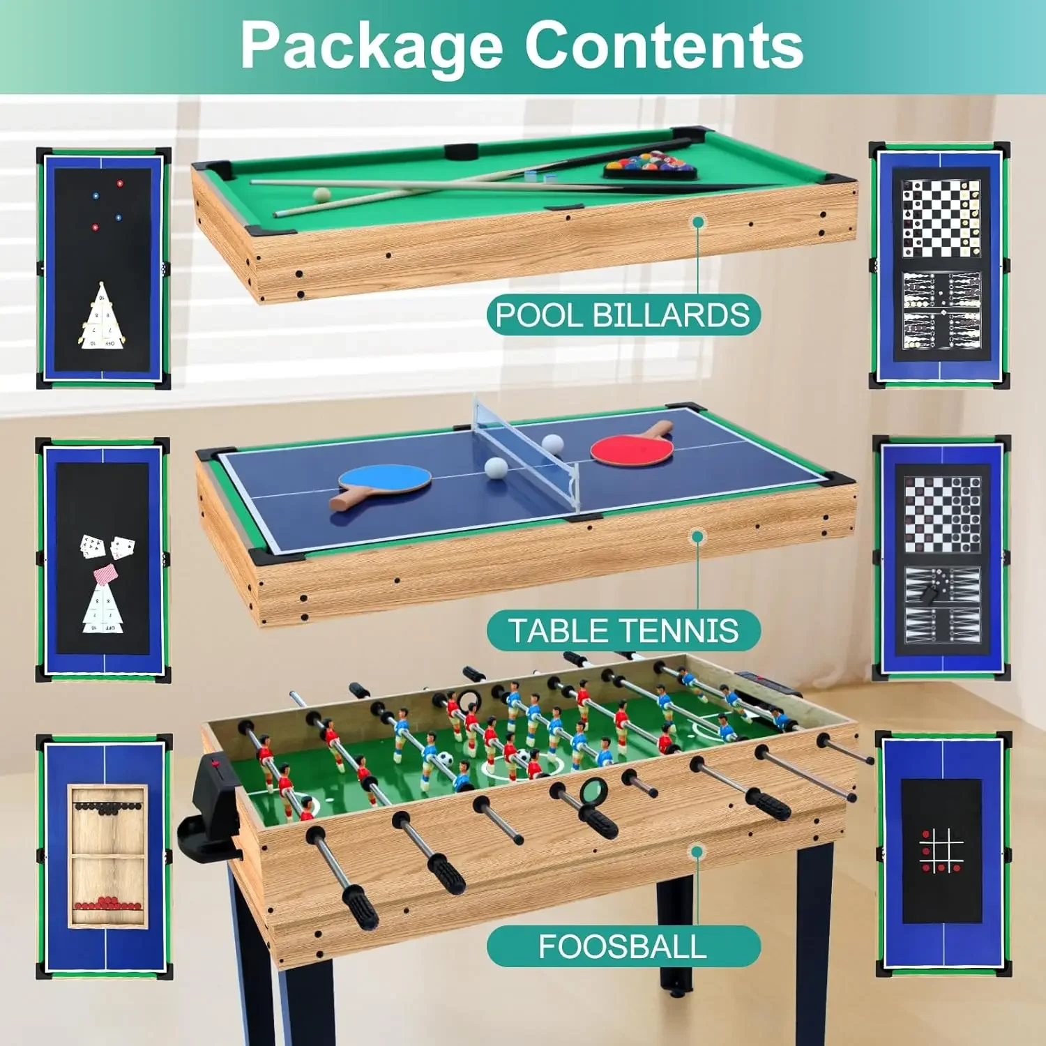 Mesa de juego 12 en 1 - Juego combinado de 48", piscina de hockey de aire de futbolín de ping pong - Juegos de arcada deportiva