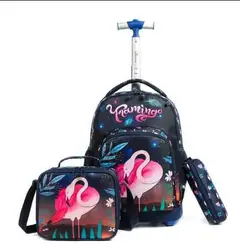 16 inch Children Rolling Luggage Backpack Bag School Bag Kids School Trolley Bags for Girls Children Rolling Laptop Backpack