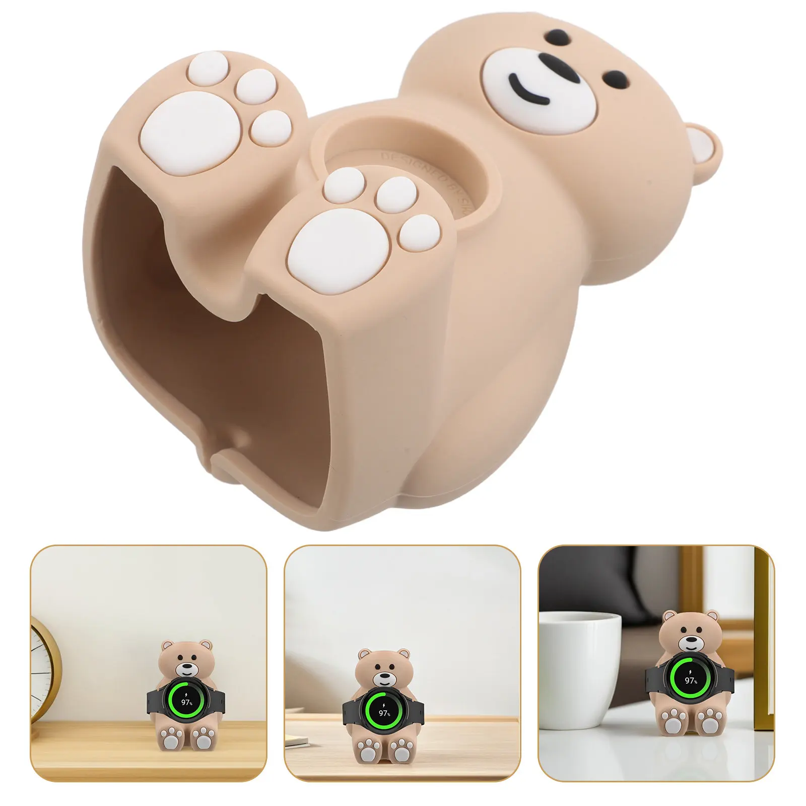 

Watch Charging Stand Bear Silicone Non-Slip Charging Dock Compatible Smartwatch Home Office Tabletop Watch Holder Desktop