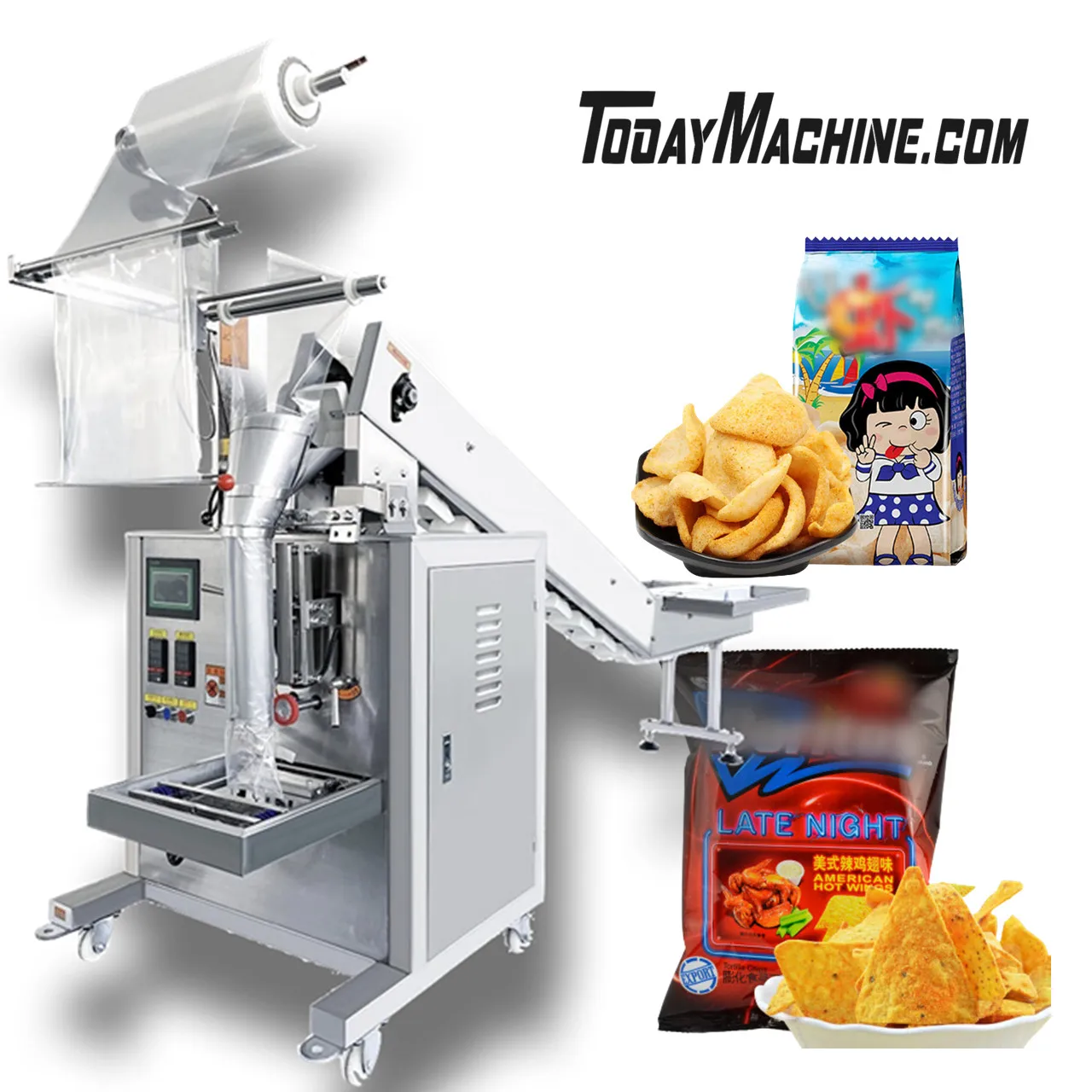 Chain Bucket Fried Potato Chips Dry Fruits Plastic Bag Packaging Machine