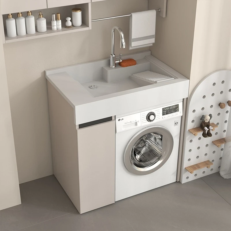 

Small apartment honeycomb aluminum washing machine cabinet integrated basin machine upper basin balcony overall combination wash