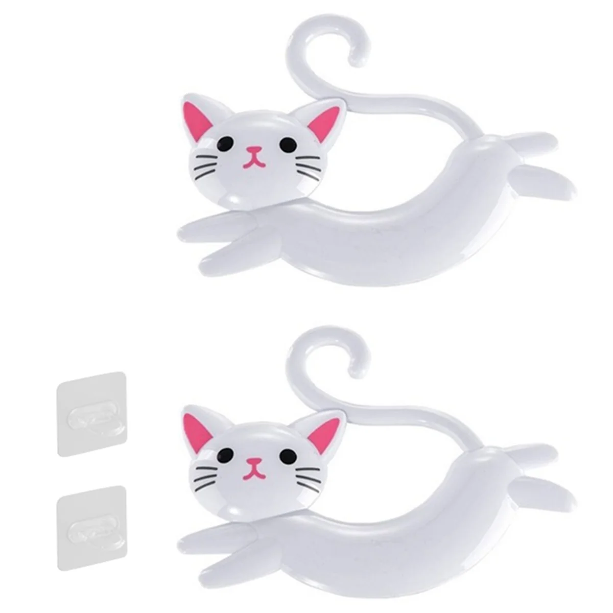 

A96Q-Wall-Mounted Cat-Shaped Towel Bar, Punch-Free Cute Towel Rack, Cartoon Towel Rack Behind the Door White