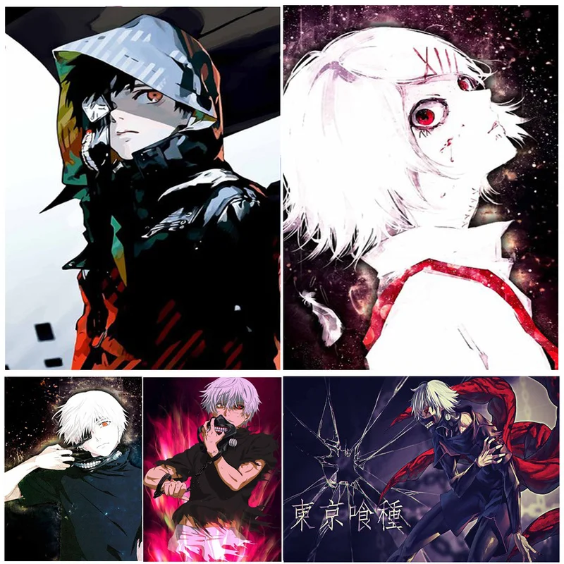 5D DIY Diamond Drawing Cross Stitch Kit Anime Character Tokyo Ghoul Diamond Embroidery Full Circle Home Decor Diamond Art