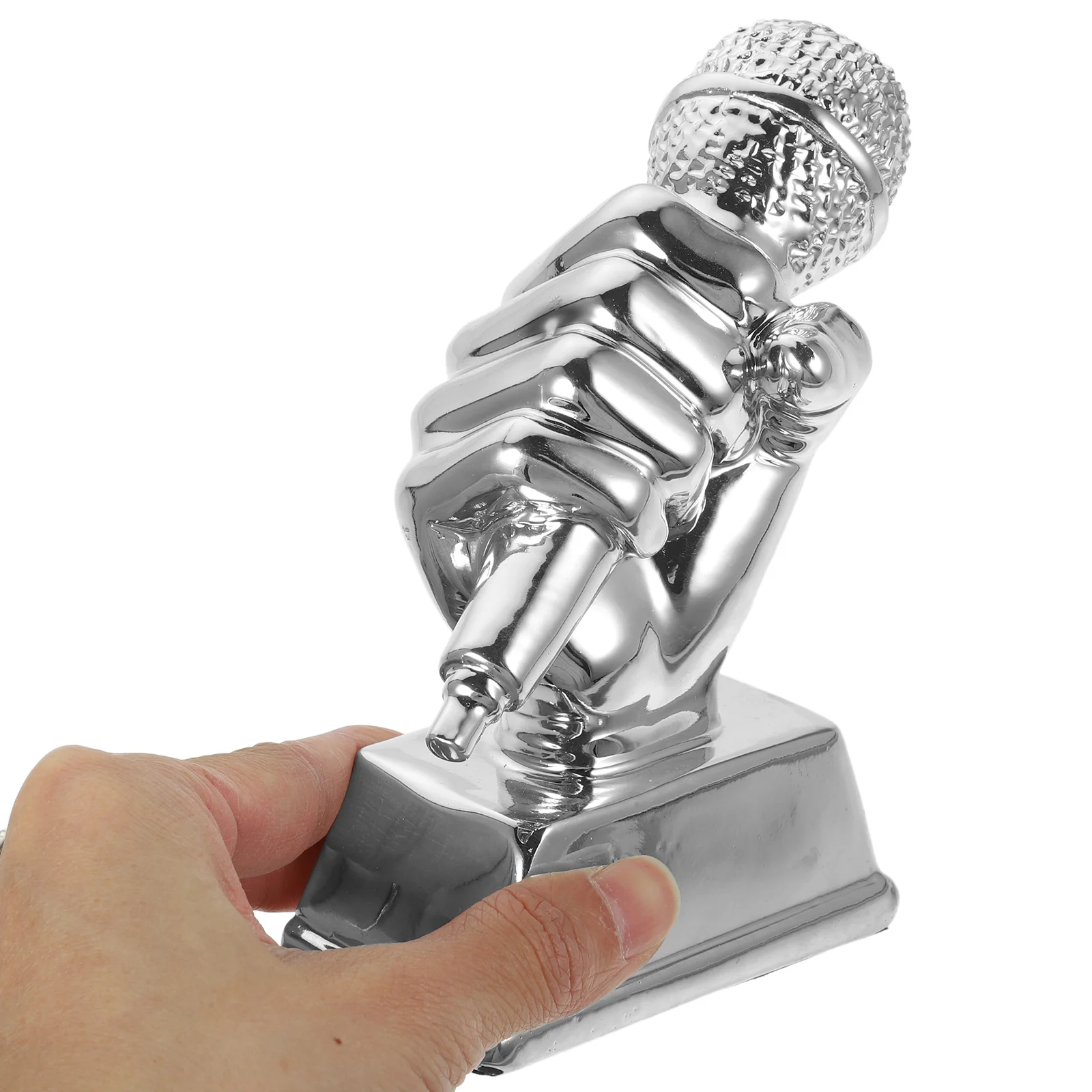 Microphone Trophy Singing Awards Metal Resin Synthetic For Parties Contest Child Trophies