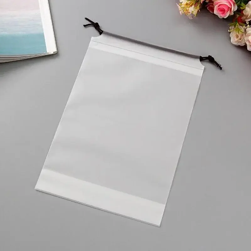 Transparent  Drawstring Storage Bag Clothes Underwear Shoes Organizer Pouch Travel Towel Cosmetic Cotton Pad Storage Bag 3 Sizes