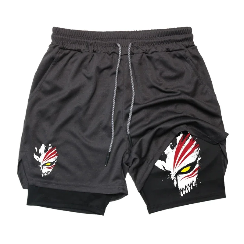 

Мужские шорты 2 в 1, спортивные шорты с принтом дракона, тренировочные шорты для бега, карманное полотенце для телефона, быстросохнущие летние спортивные шорты