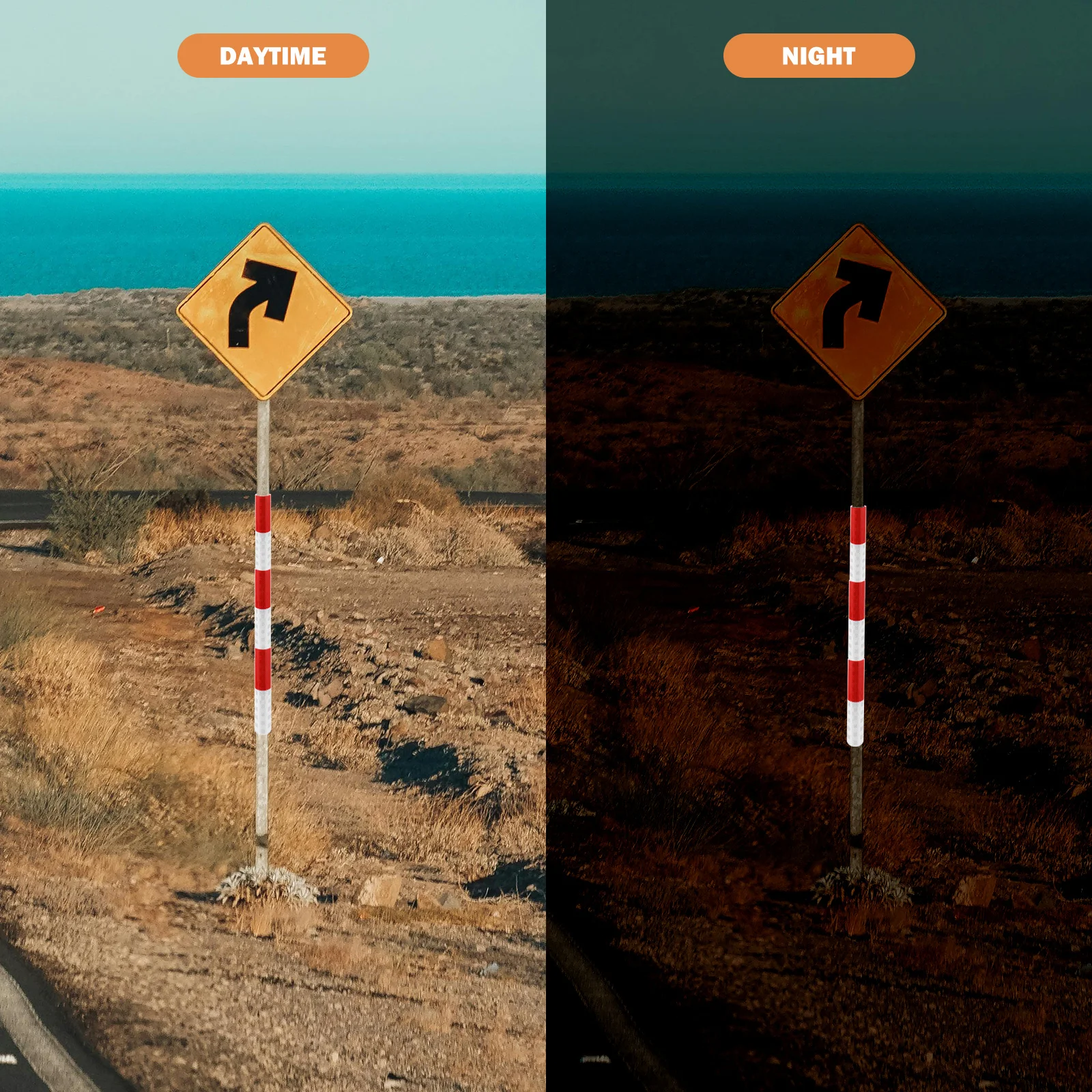 1 لفة شريط عاكس لأعمدة الممرات الكهربائية، شريط أمان تحذيري بألوان متناوبية عالية الوضوح #6