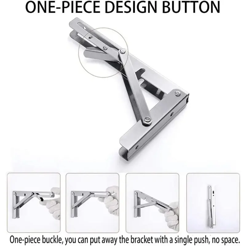 2pcsFolding Triangle Bracket Heavy Duty Floating Shelf Support Collapsible Wall Mounted Desk Table Bracket Space Saving Hardware