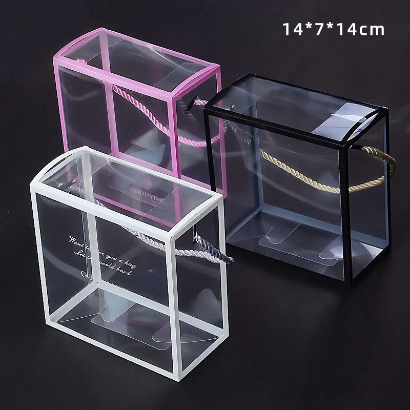 

10 шт., прозрачная коробка из ПВХ для подарка, портативная упаковочная коробка для конфет и печенья, коробка для сувениров на свадьбу