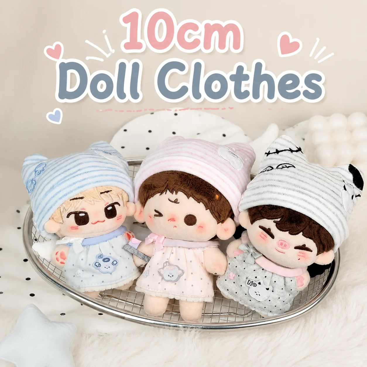 10cm Cotton Doll Clothes Chu Zhi Chi Series Angel And Devil Style Cute Sweet Pink Gray And Blue Three Color Clothing Set