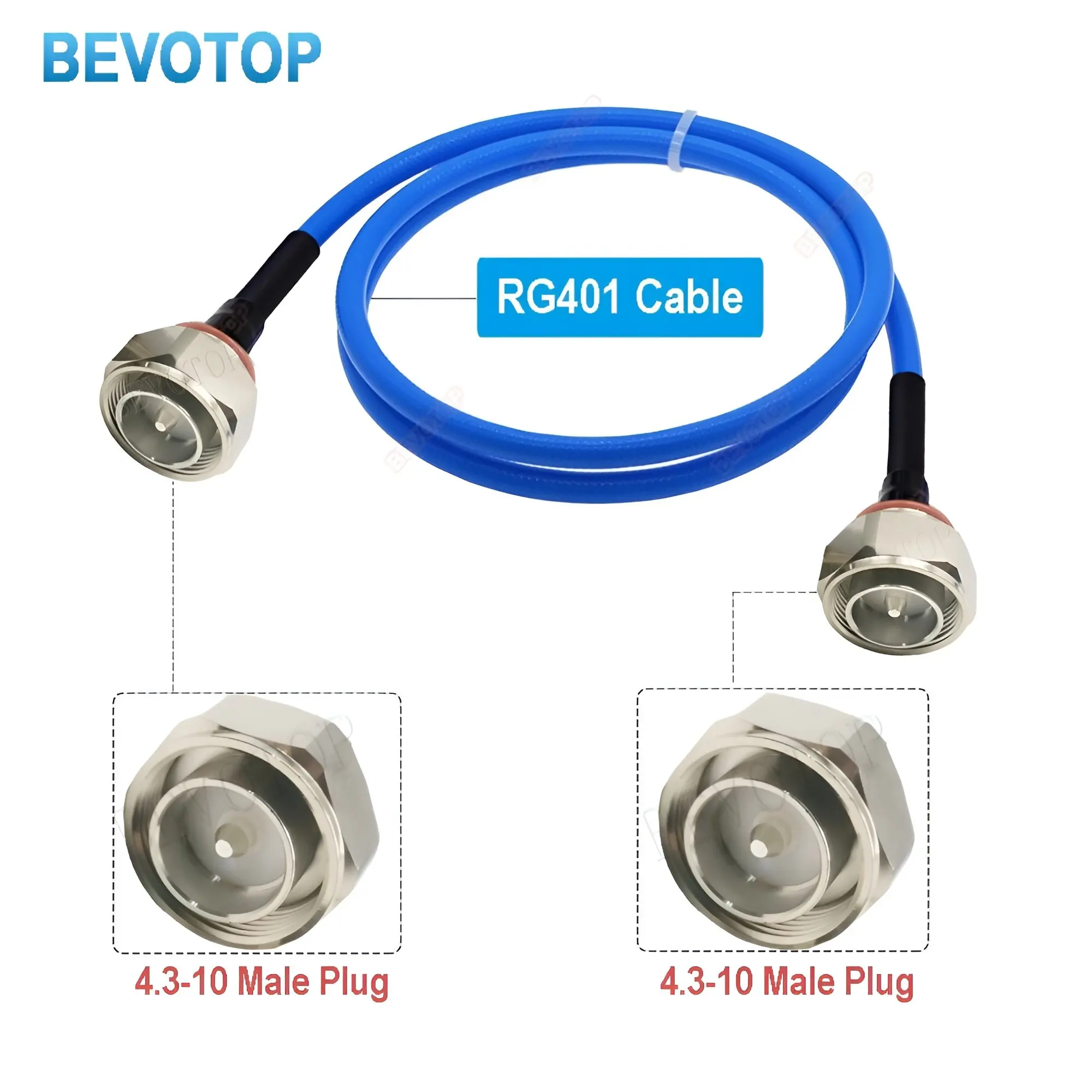 RG401 50-5 Cable 4.3-10 Male to 4.3-10 Male Plug High Frequency Low Loss RG-401 Test Cable RF Coaxial Pigtail Jumper BEVOTOP