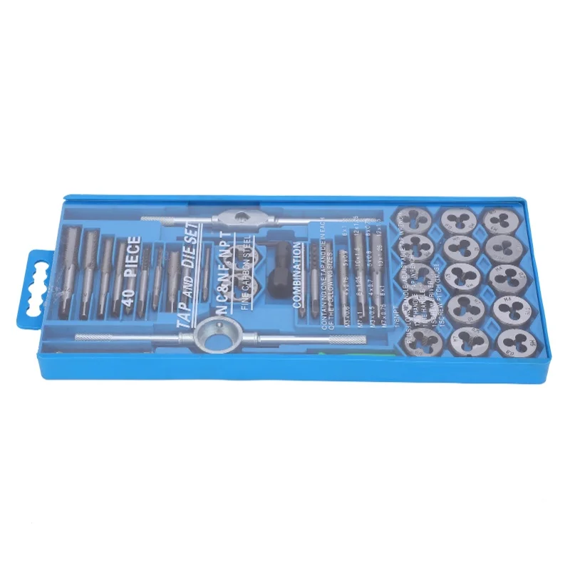 

40 шт., набор метрических метчиков и штампов, фрезерный инструмент из углеродистой стали, ручной инструмент для нарезания резьбы, принадлежности для оборудования