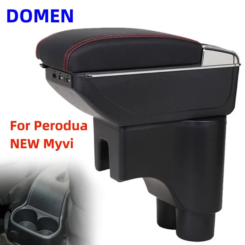 

For Perodua NEW Myvi armrest box Original dedicated central armrest box modification accessories Dual Layer USB Charging