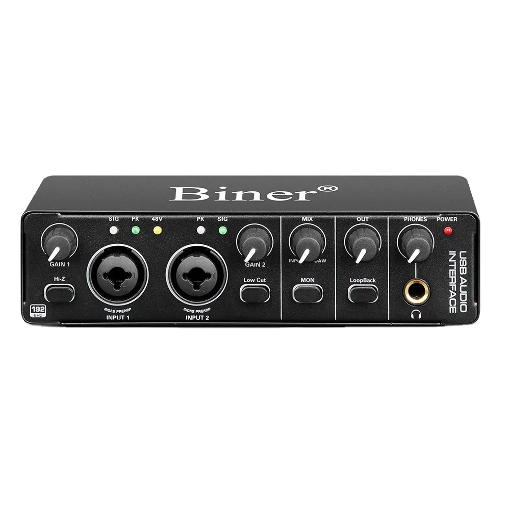 Factory Prices Professional 24bit 192kHz Audio Interface Usb Sound Card Recording for Music Studio