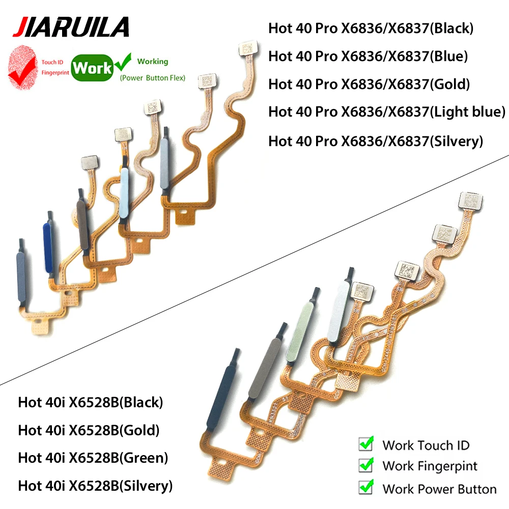 

10 шт., для Infinix Hot 40 Pro 40i Pova 5 X6836 X6837 X6528B, датчик отпечатков пальцев, ключ возврата дома, кнопка меню, гибкий ленточный кабель