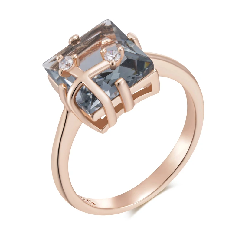 Kinel Hot Shiny Grey Natural Zircon Bride Rings for Women Fashion 585 Rose Gold Color High Quality Daily Fine Vintage Jewelry