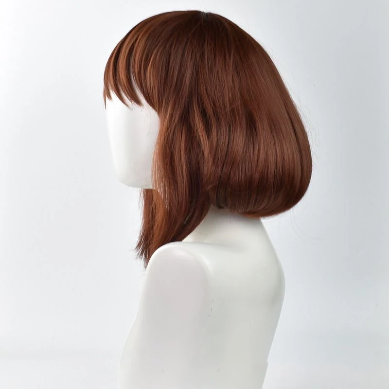 Peluca de modelado de rol de Anime My Hero Academia, cubierta de OCHACO URARAKA, Cosplay de pelo corto para mujer, ropa diaria, tocado, peluca esponjosa