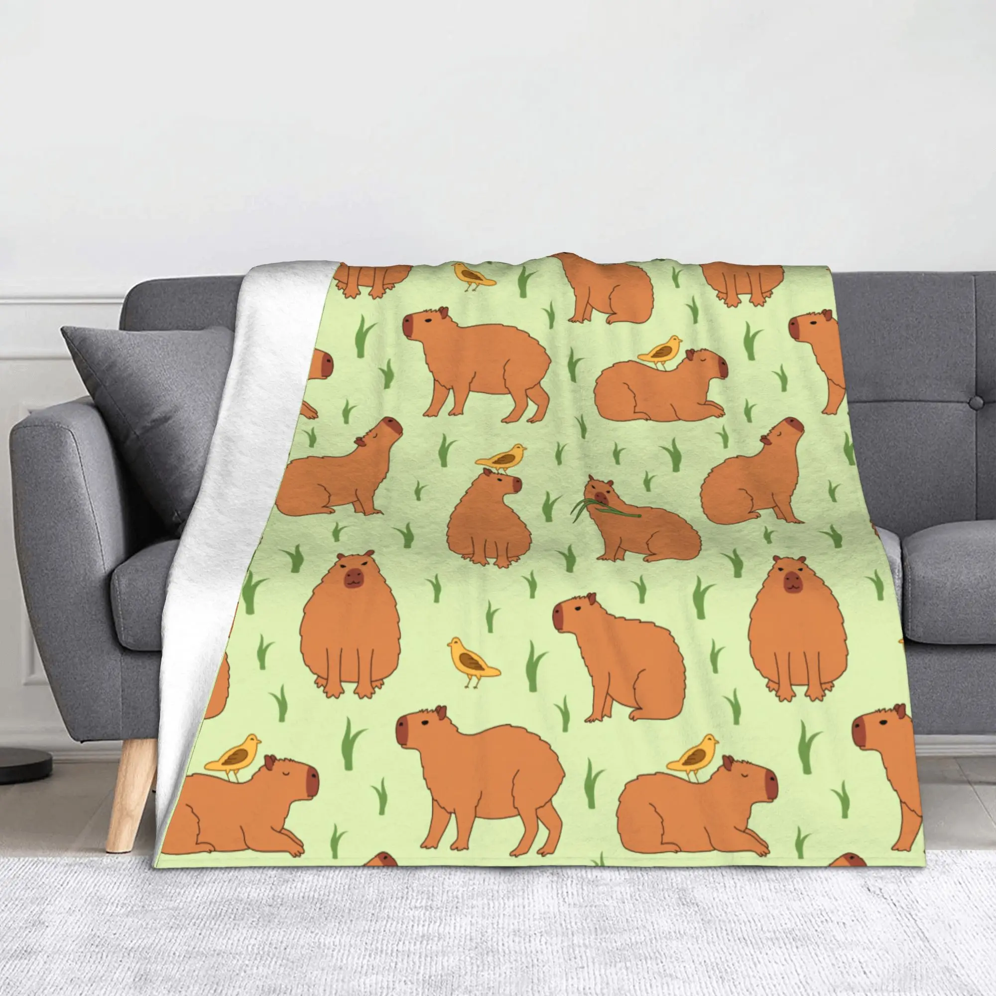 Capybara Cartoon Blankets Fleece  Summer  Soft Throw Blankets for Home Plush Thin Quilt