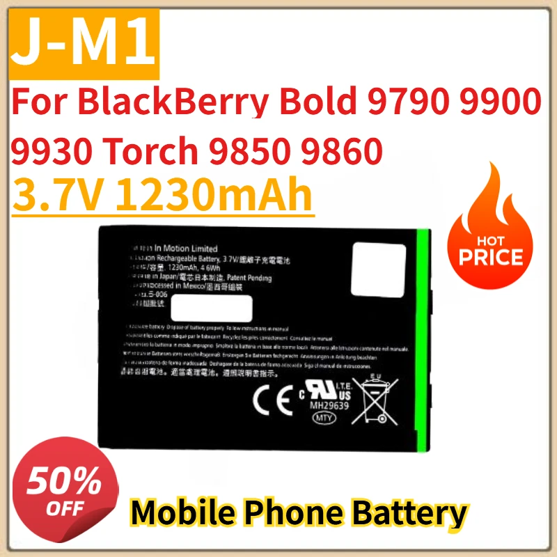 New 3.7V 1230mAh J-M1 Mobile Phone Battery for BlackBerry Bold 9790 9900 9930 Torch 9850 9860 JM1 Replacement Li-ion Batteria