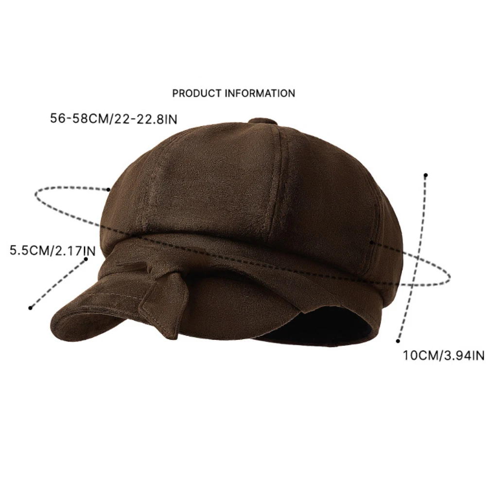 HT5146 Damen-Baskenmützen 2026 Neue Stilvolle Wildleder-Baskenmütze Künstler-Malermütze Frühling Herbst Newsboy-Kappe Damen-Schleifenmütze Achteckige Baskenmütze – Detail 1