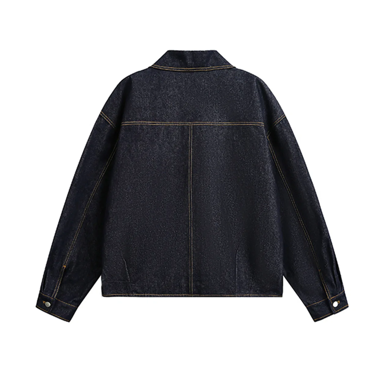 MWJLPWQ Retro Style Boxy Washed Denim Jacket For Men American New Spring Autumn Lapel Workwear Long Sleeve Casual Coat 20818