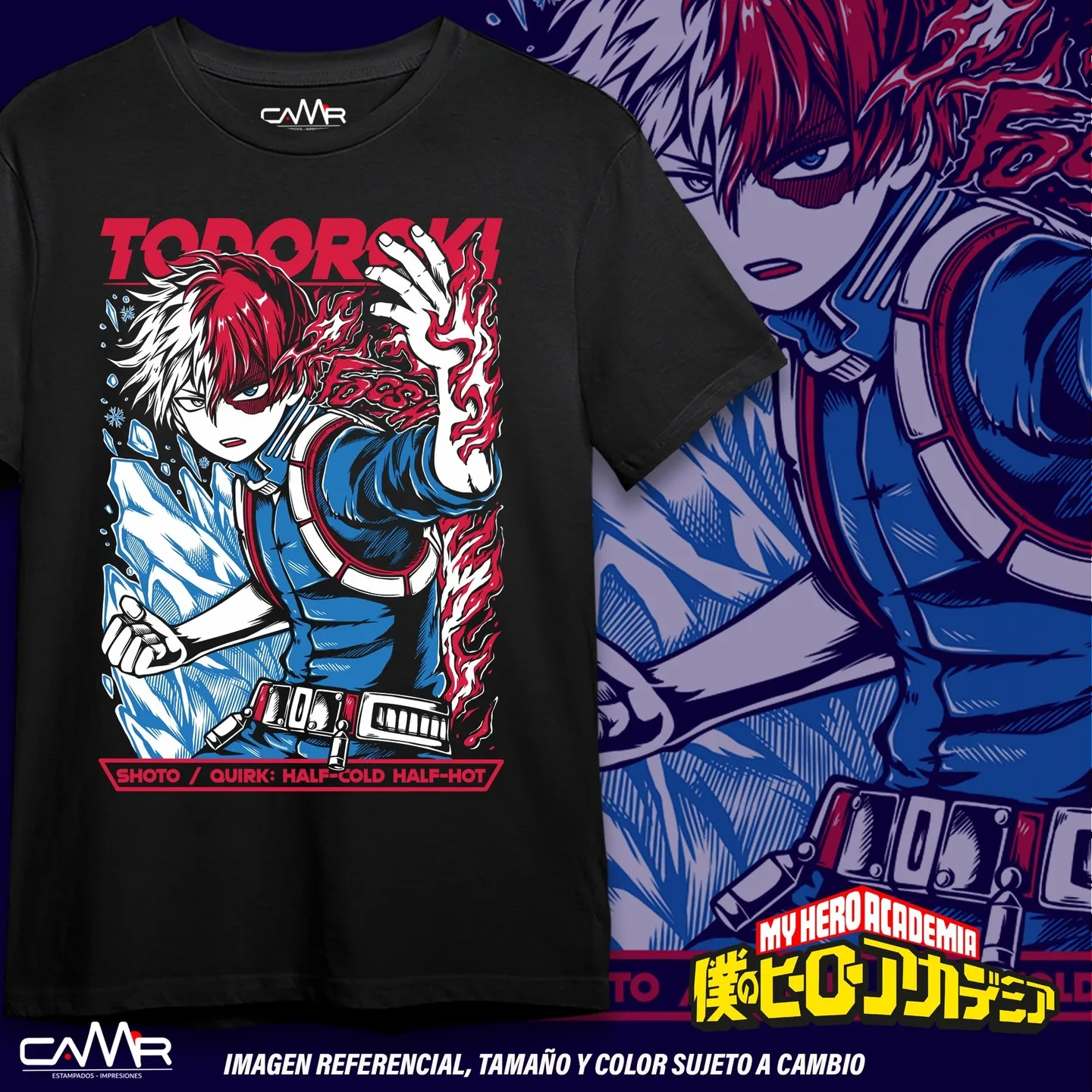 Todoroki T-shirt Bokuno hero All sizes Mha Toya Dabi Anime Gift Black Shirt