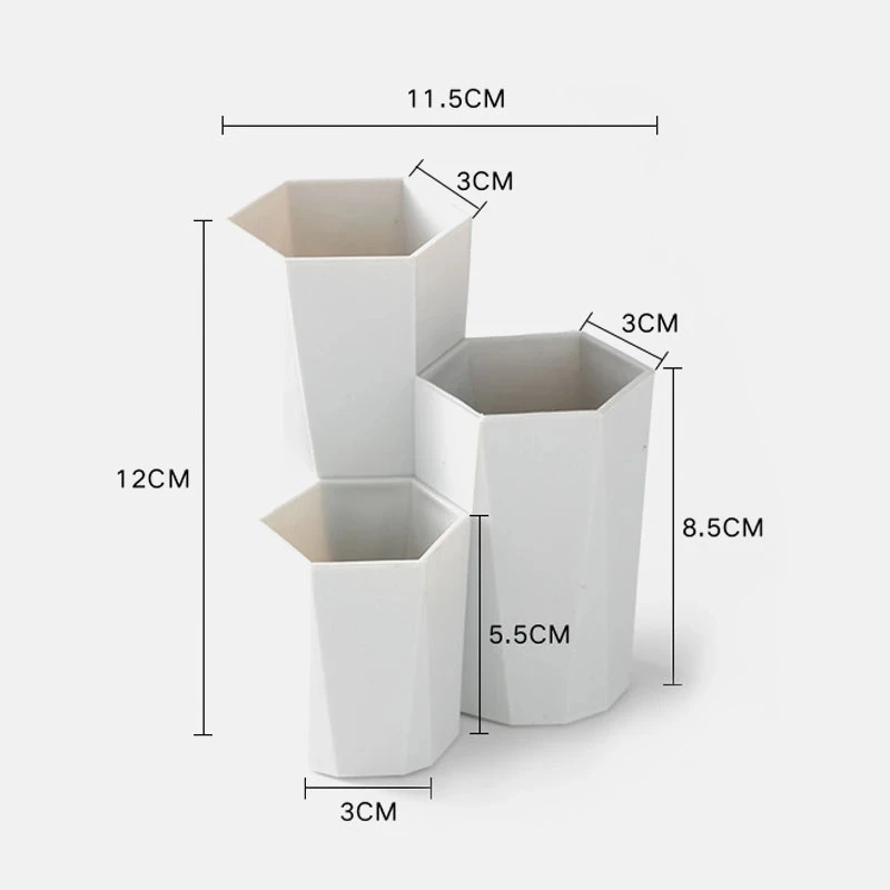 Organizador de escritorio Hexagonal de gran capacidad, contenedor de bolígrafos, almacenamiento, taza de lápiz, soporte de 3 ranuras, suministros de oficina escolar