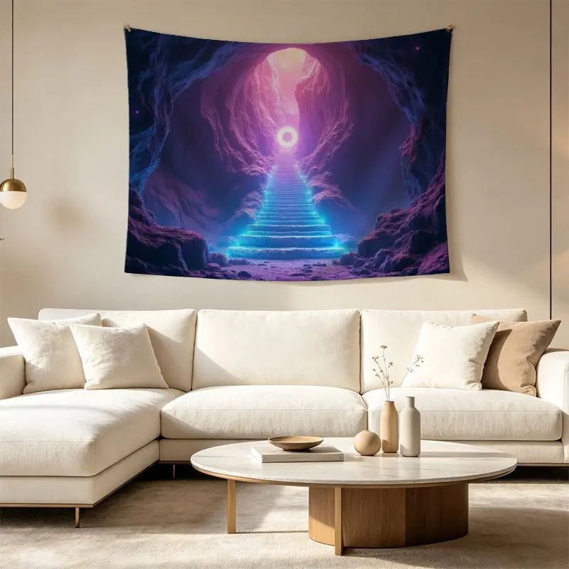 Bohemian Galaxy Nebula Tapestry Wall Hanging Cosmic Space Decor Print Mystical Tunnel Art Polyester Indoor Living Room Bedroom D