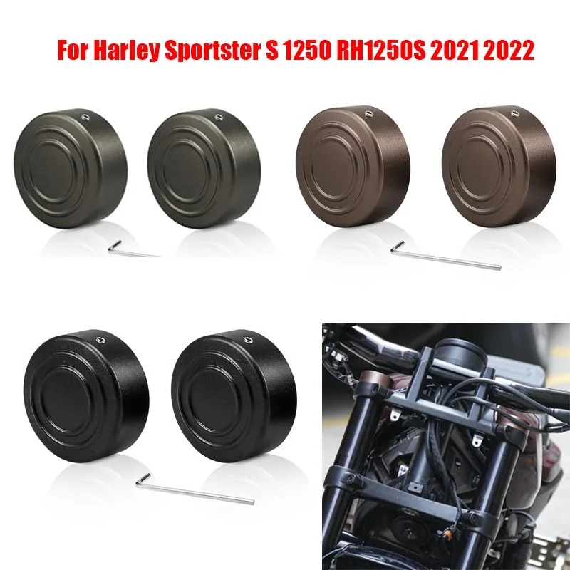 1 Pair High Quality Aluminum Alloy Fork Top Cap Cover Fit For Harley Sportster S 1250 Rh1250S 2021-2022 Black/Red/Brown/Titanium