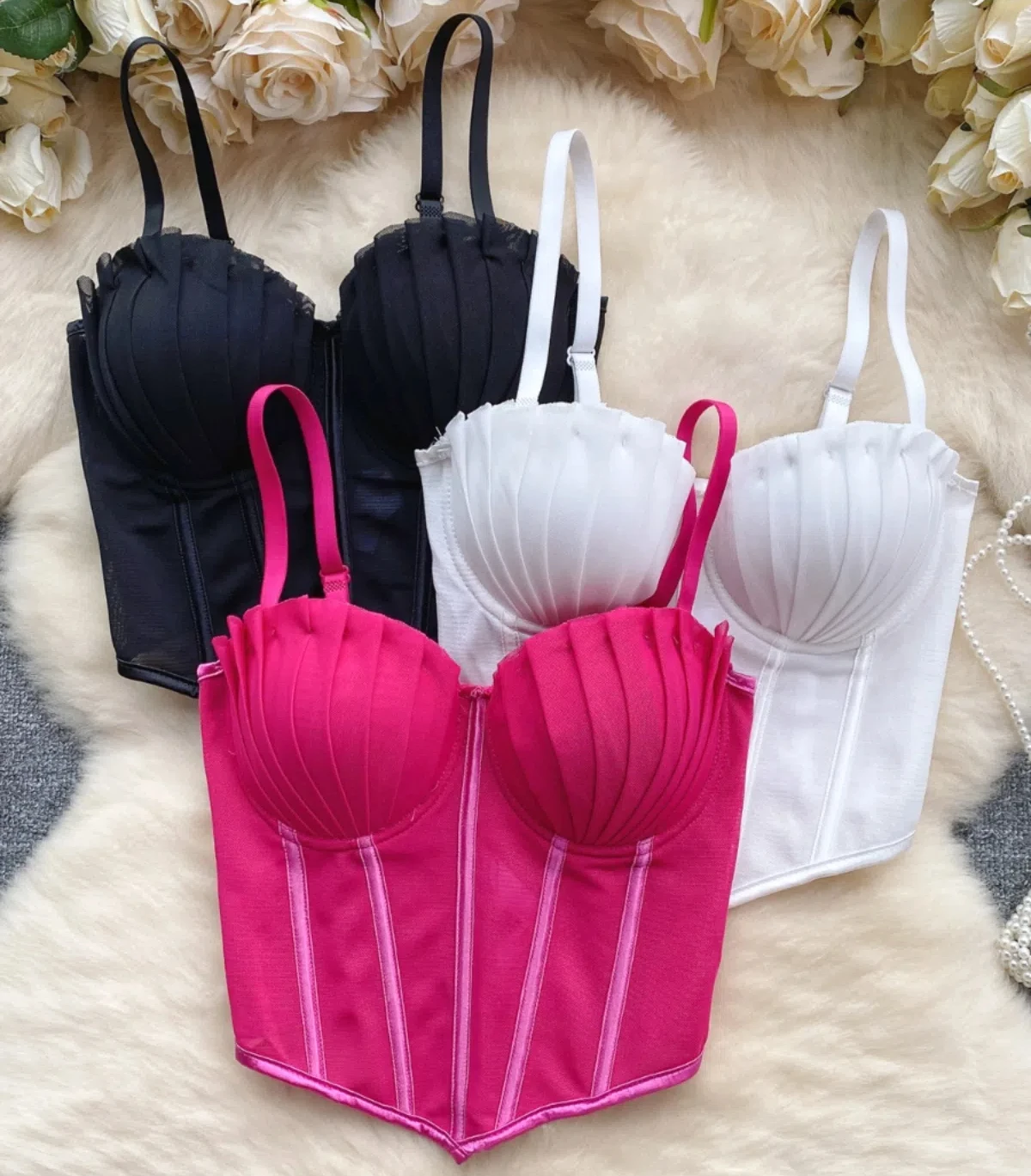 

Бюстгальтер Sweet Memory с бюстом, сетчатый корсет, укороченный топ, летняя мода, однотонный сексуальный бюстгальтер без рукавов с рыбьей косточкой, узкие перспективные топы-бюстье