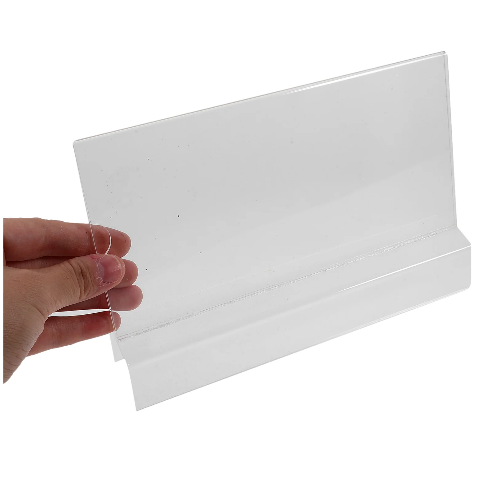 Supporto per cartello con nome da scrivania in acrilico Espositore verticale trasparente per strumento di organizzazione dell'ufficio Uso di eventi al dettaglio Mini display per cartelli