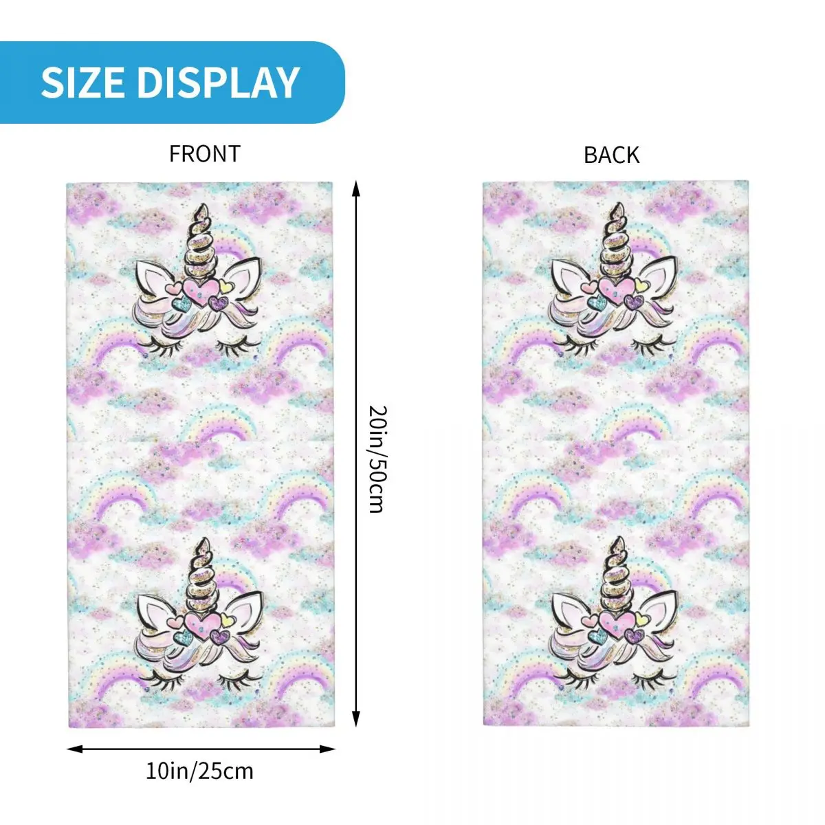 Cute Eyelash Bandana Neck Cover Printed Unicorn Magic Scarf Multi-use Balaclava Outdoor Sports for Men Women Adult Windproof